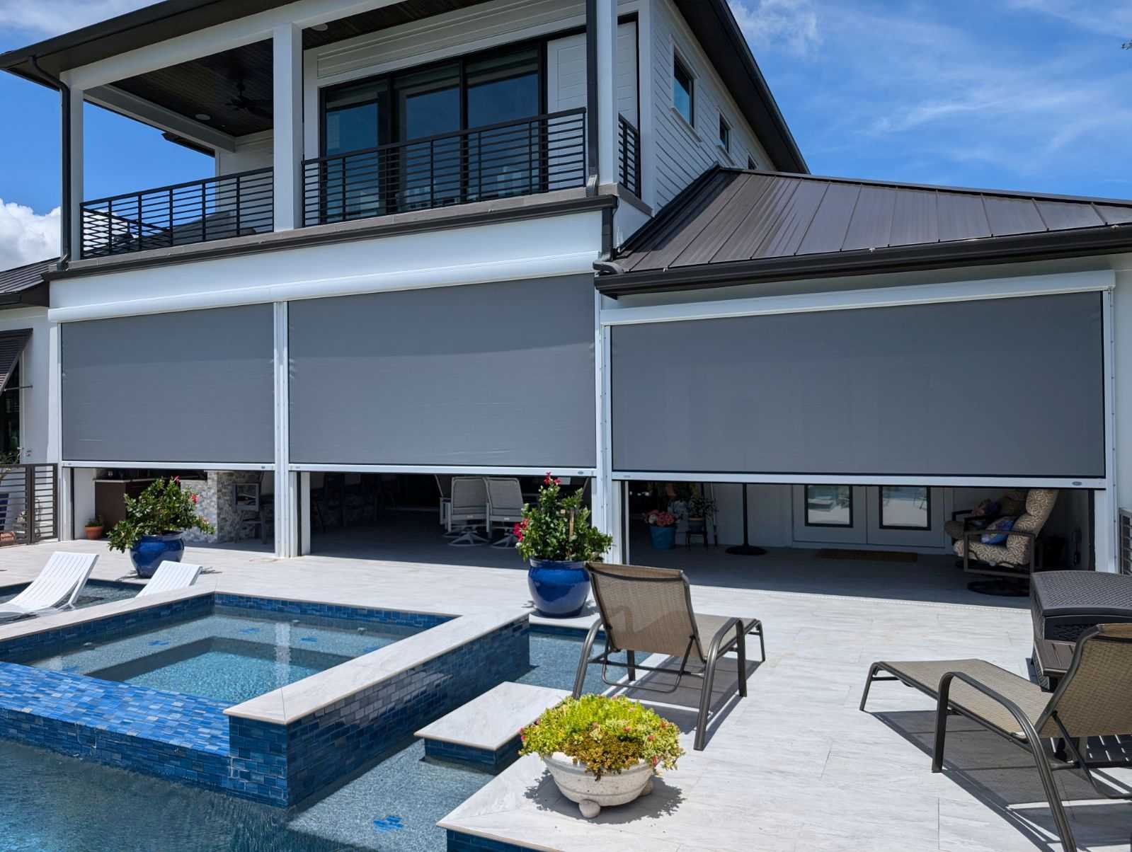 Motorized Screens — Pool Area After