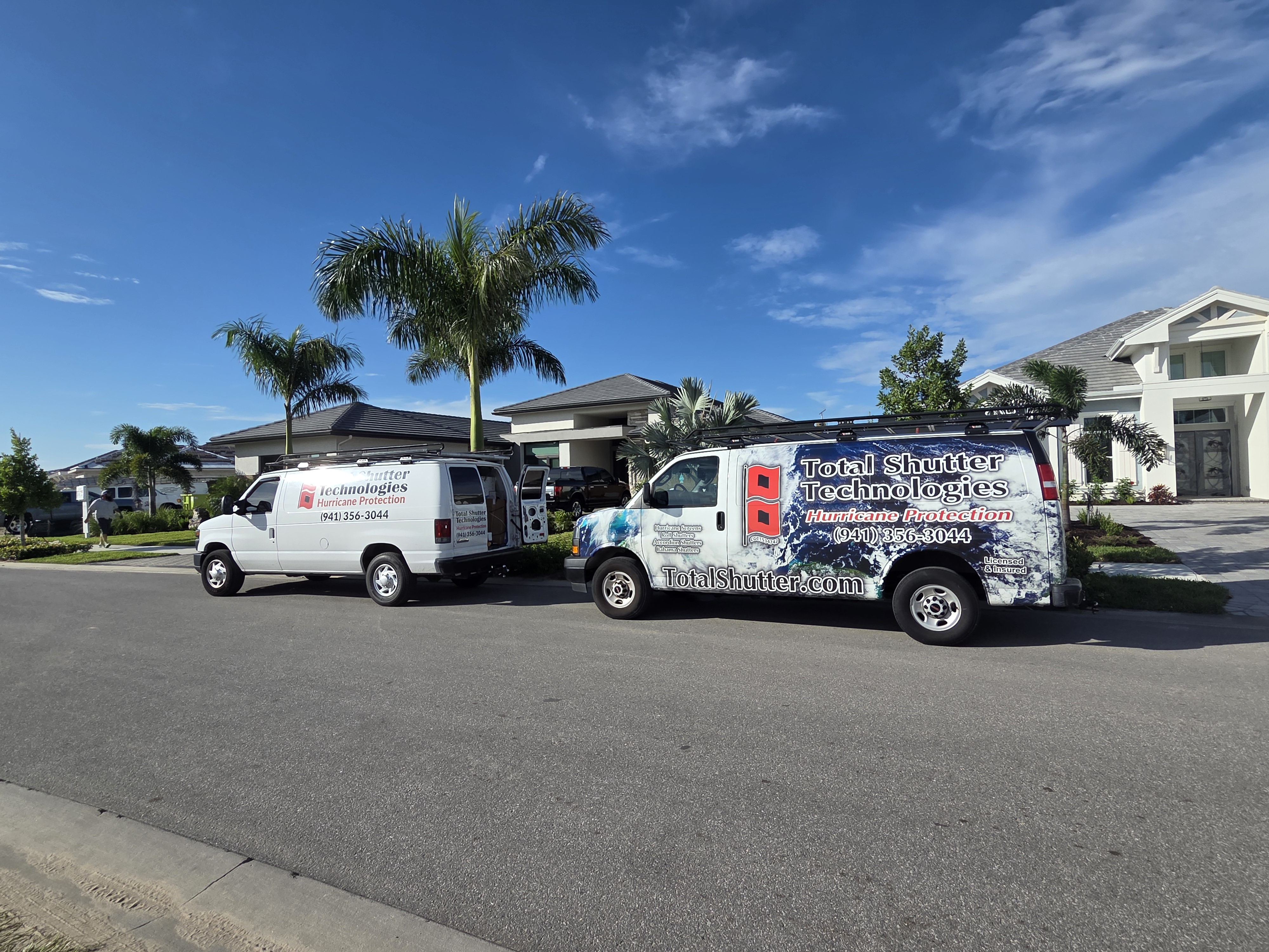 Residential accordion shutter install in Sarasota neighborhood