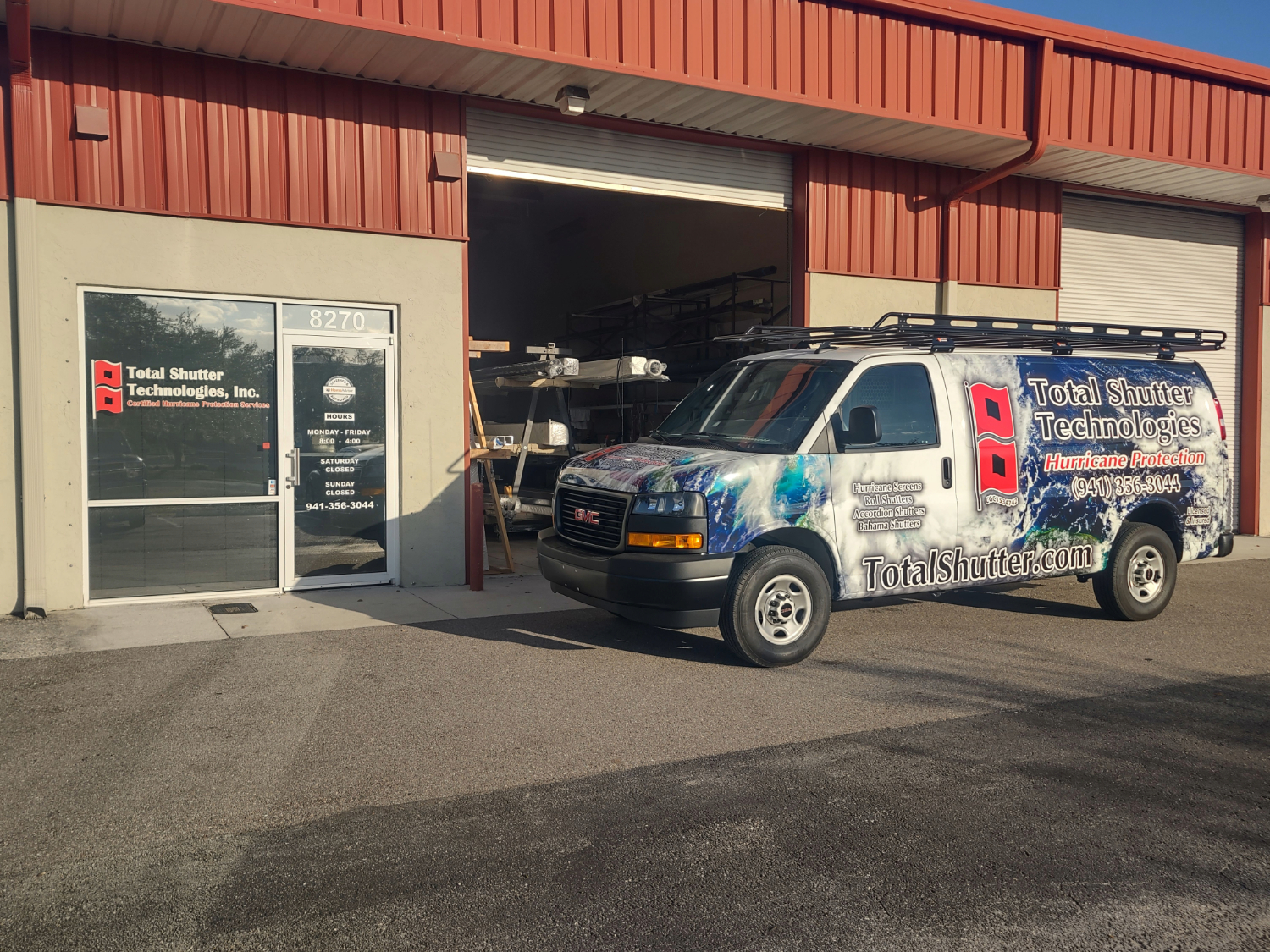 Total Shutter Technologies office and service vehicle in Sarasota, Florida