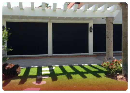 Motorized screens for patios and lanais